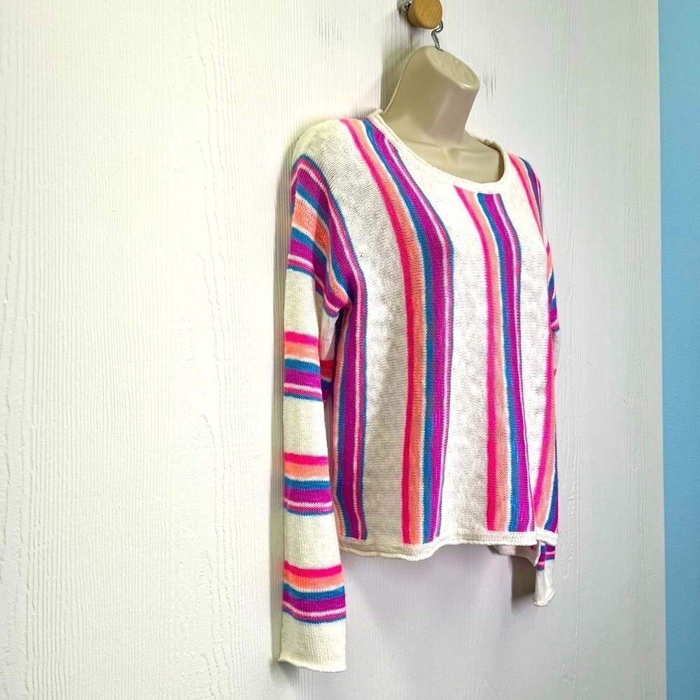 Lilly Pulitzer - Rozalia Rainbow Striped Side Vent Long Sleeve Eve Sweater S - Picture 4 of 12